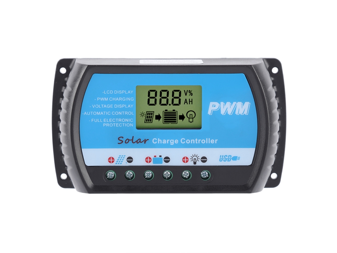 Controlador Solar Pwm 12v 24v Com Lcd E Usb 10a