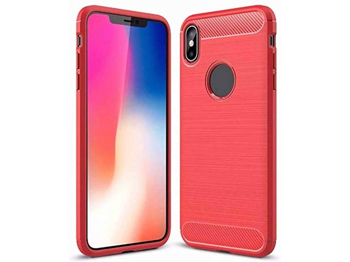 Capa iPhone XS WJS Slim Carbon Rugged Shockproof Vermelho