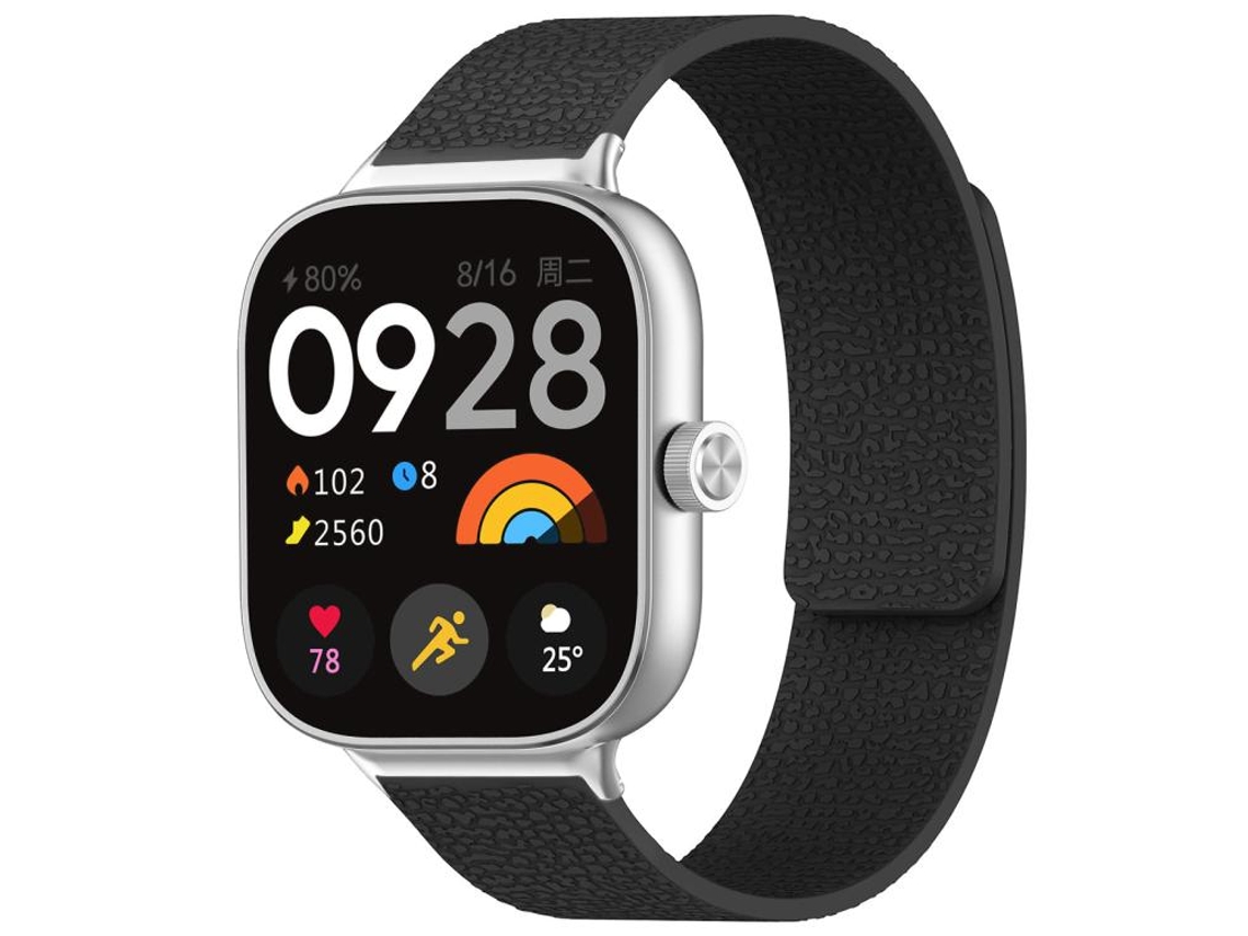 Bracelete para Redmi Watch 6 / 5 / Xiaomi Band 9 Pro / 8 Pro XIAOMOYU em silicone magnético com textura de lichia preta