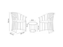 Set 2+1 Poltronas-mesa Interior, Exterior Preto Raff Resol