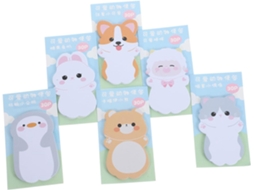 Conjunto de 6 blocos de notas adesivas com tema de animais - Grossas, compactas, portáteis e práticas.