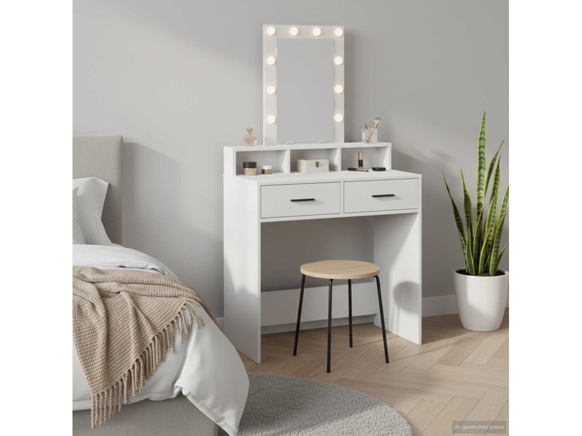 Vidaxl Mesa De Vestir Branco 79 X 41 X 140 Cm Derivados De Madeira