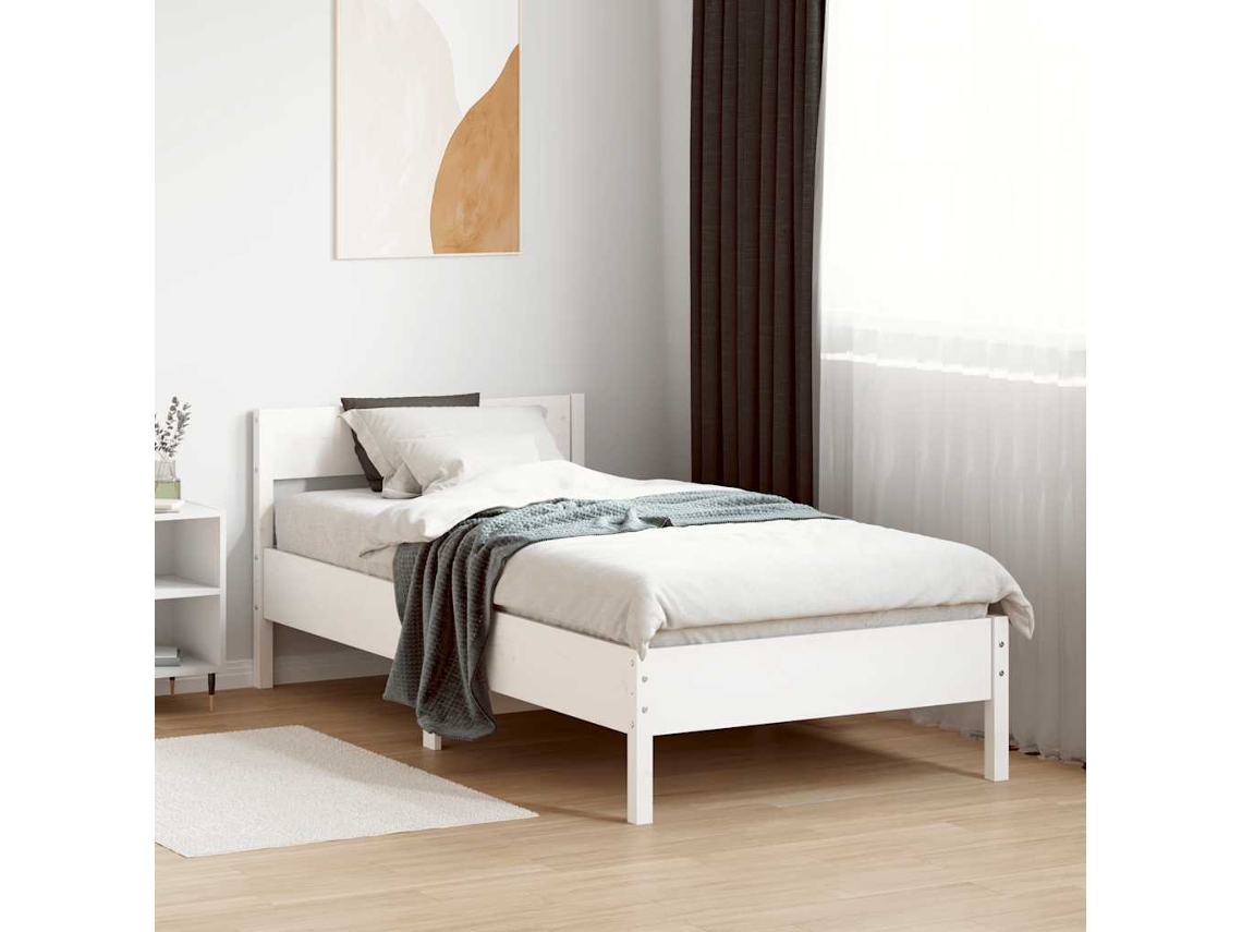 Vidaxl Cama Sem Colchão 90x190 Cm Madeira De Pinho Maciça Branco