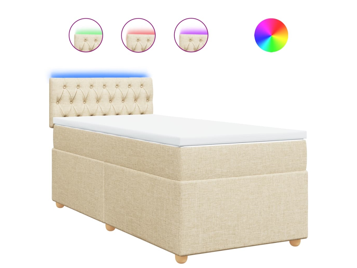 Cama com Molas/colchão 100x200 Cm Tecido Cor Creme MAISON EXCLUSIVE