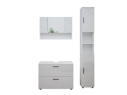 Móvel de arrumação para casa de banho Vicco Irma, branco alto brilho, 3 peças, armário baixo de 80 cm