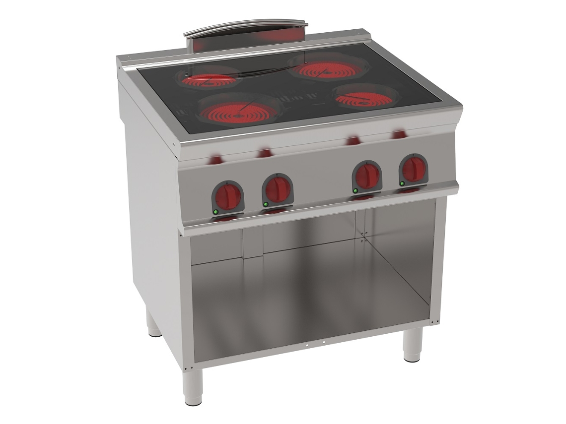 Placa De Cozinha Vitrocerâmica 4 Zonas Quente Em Suporte Aberto 800x700x900 Mm 8600 W 400/3v 35810617 Eurast