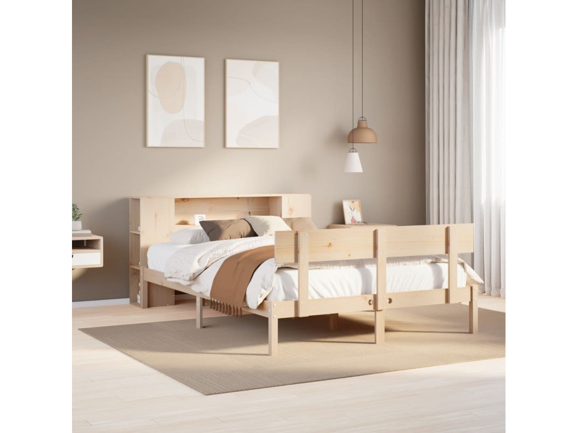 Cama Com Estante Sem Colchão 120x190 Cm Pinho Maciço