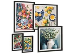 Conjunto De Pinturas Composições Florais Frutadas Espelharte (5 Peças)