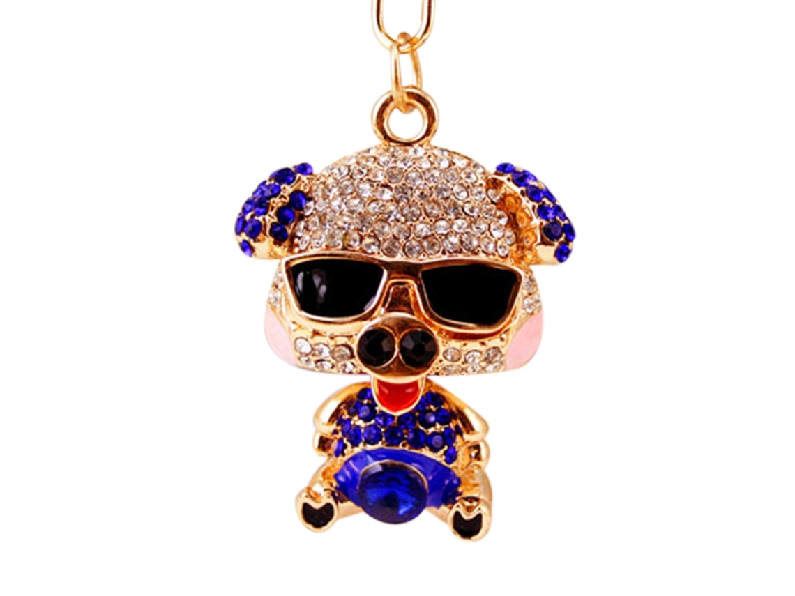 Chaveiro Cute Liga De Zinco Porco Azul Com Strass