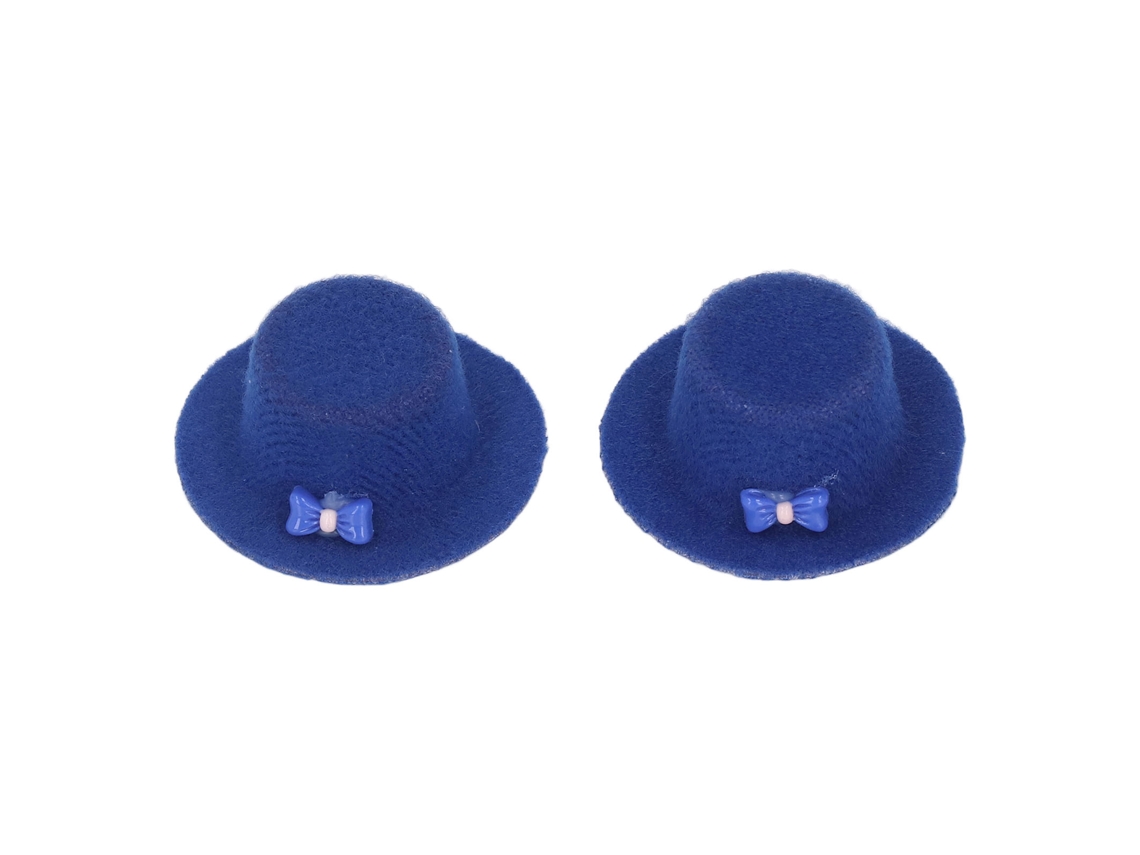 Primerox 2pcs Chapéu de Festa 1/12 Miniatura Laço Boné Decoração Casa de Bonecas Acessórios Azul