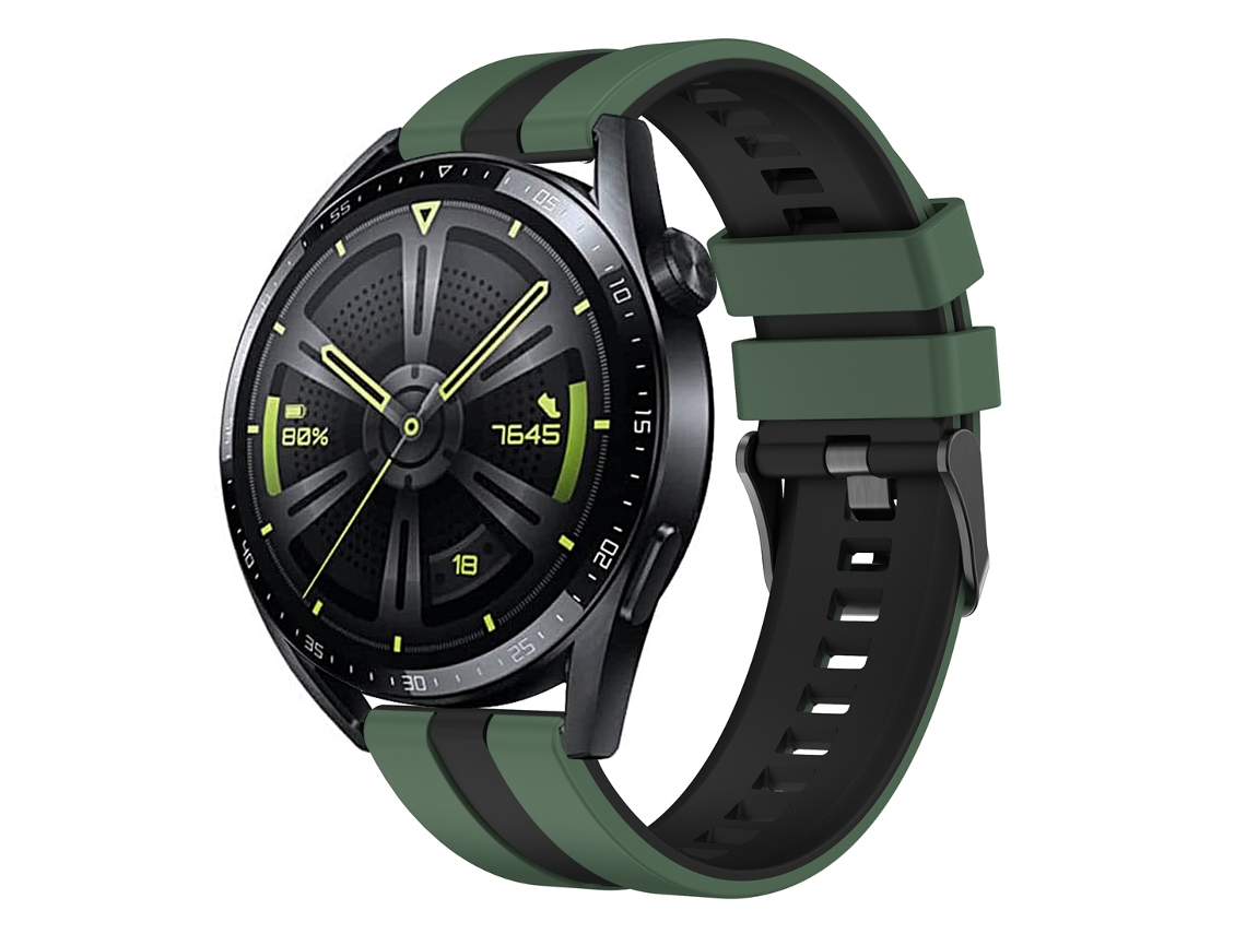 Bracelete de Smartwatch para Huawei Watch GT 3 / GT 3 Pro de silicone vertical de duas cores (verde oliva + preto)