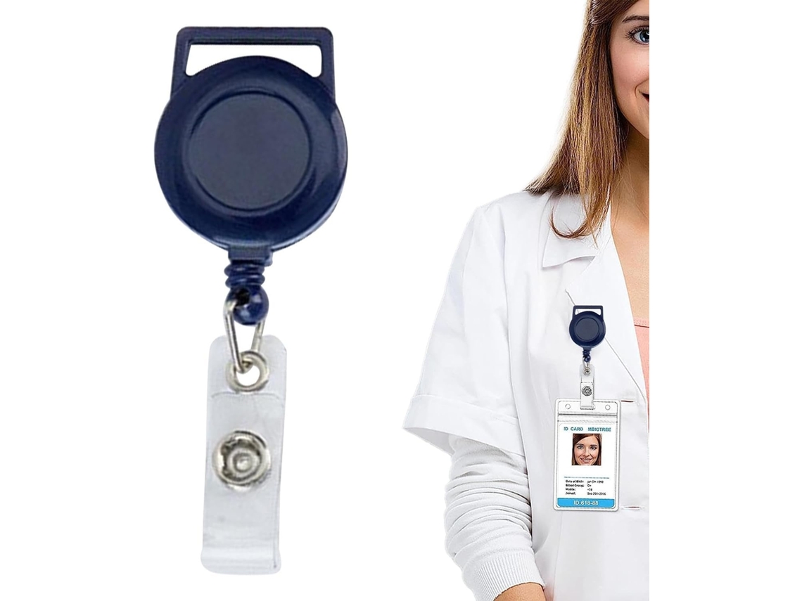 Lurelia Porta-crachá Retrátil Com Chaveiro Em Metal E Pvc 75 Cm Para Escritório E Escola