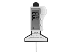 Medidor de profundidade de pneus digital com visor LCD e sonda metálica, ferramenta de medição de 0 a 25 mm.