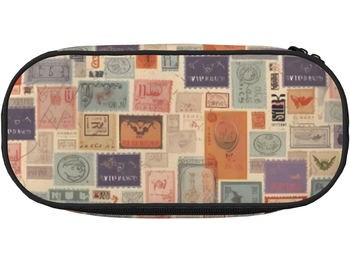 Estojo Para Lápis De Grande Capacidade, Estilo Postal, Com Zíper