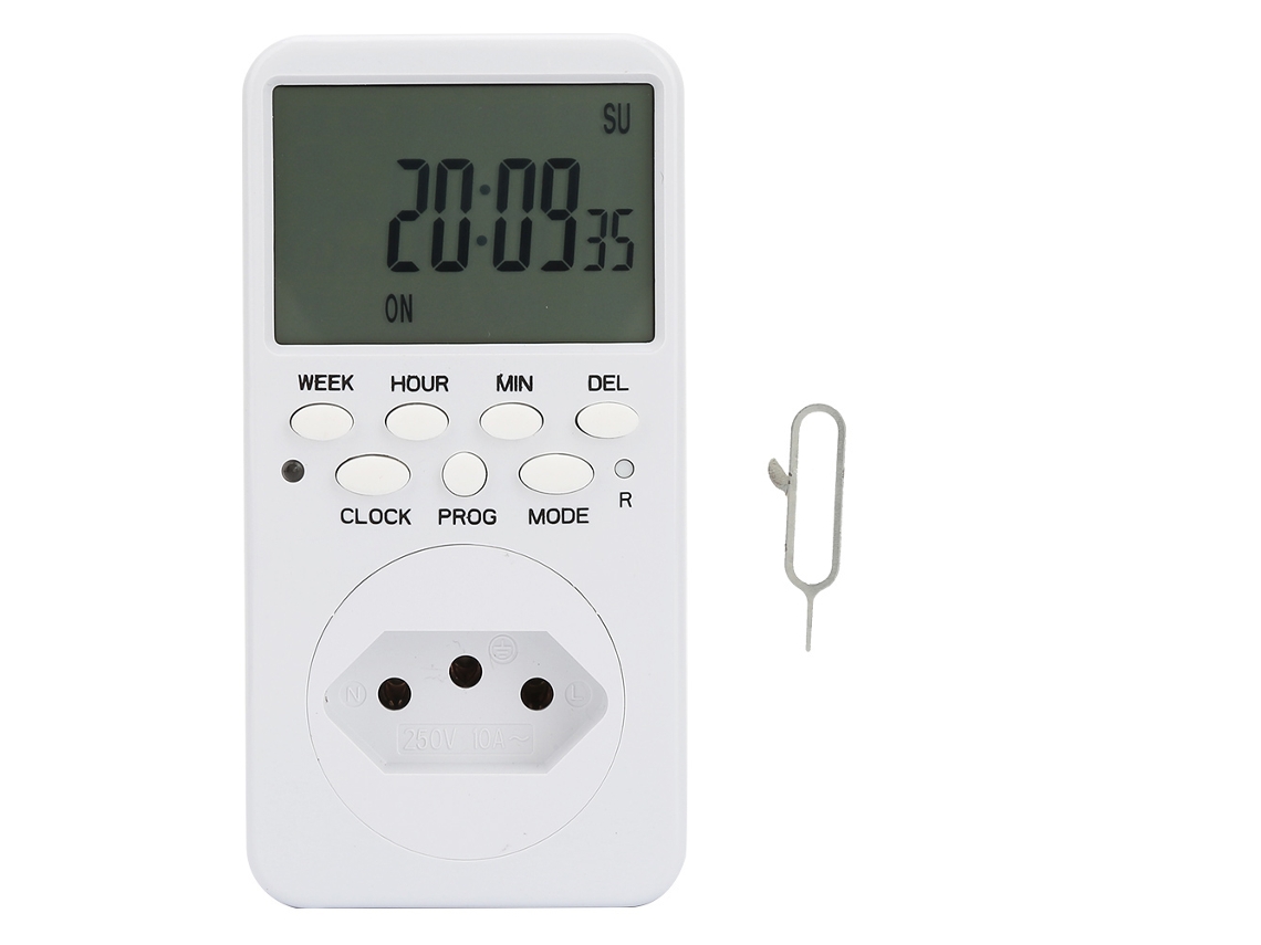 Interruptor de Timer Digital Programável Circular 7 Dias com Display e Plug Br | S/MARCA