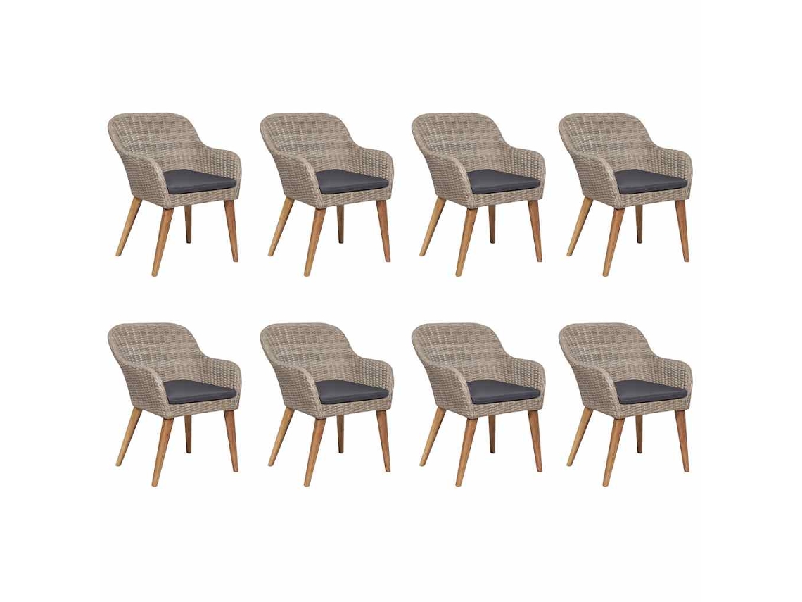 Maison Exclusive - 9 Pcs Conjunto De Jantar Para Jardim Castanho