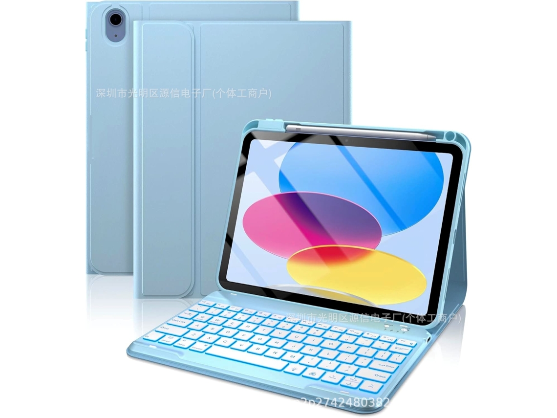 Capa Com Teclado Para Tablet Lurelia, Compatível Com Lápis E (10,9/11", Azul, Teclado Bluetooth, Suporte Para Caneta