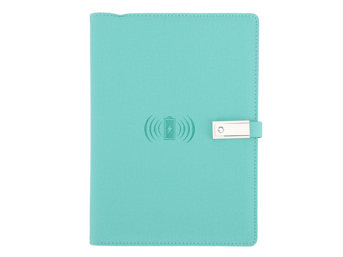 Mali caderno Inteligente de Carregamento Sem Fio A5 8000mah com Power Bank e Cabo 3 em 1 Azul Lagoa