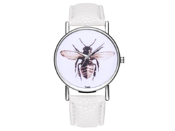 Relógio masculino Zhoulianfa, analógico, de quartzo, com pulseira de couro PU (branco)