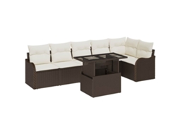 Maison Exclusive - Conjunto De Sofá De Jardim Com Almofada Manual 7 Pcs Castanho