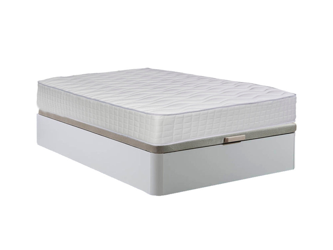 Sommier Atenas Branco 150X190Cm Colchão Viscoelástico Top 28Cm SALDOSYSTOCKS
