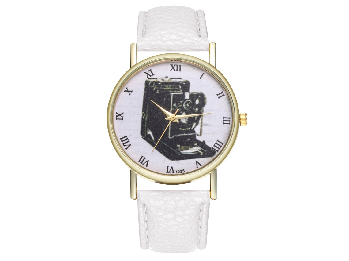 Relógio Analógico de Pulso Zhoulianfa com Pulseira Pu Quartzo Estilo Clássico Branco