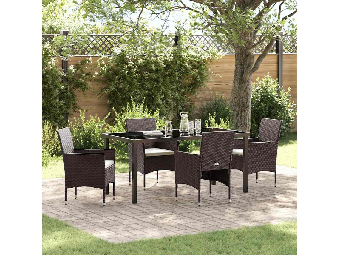 Vidaxl Conjunto De Jantar Para Jardim 5 Unid. Castanho Vime Pe