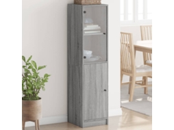 Vidaxl Aparador Alto C/ Porta De Vidro 35x37x142 Cm Cinzento Sonoma