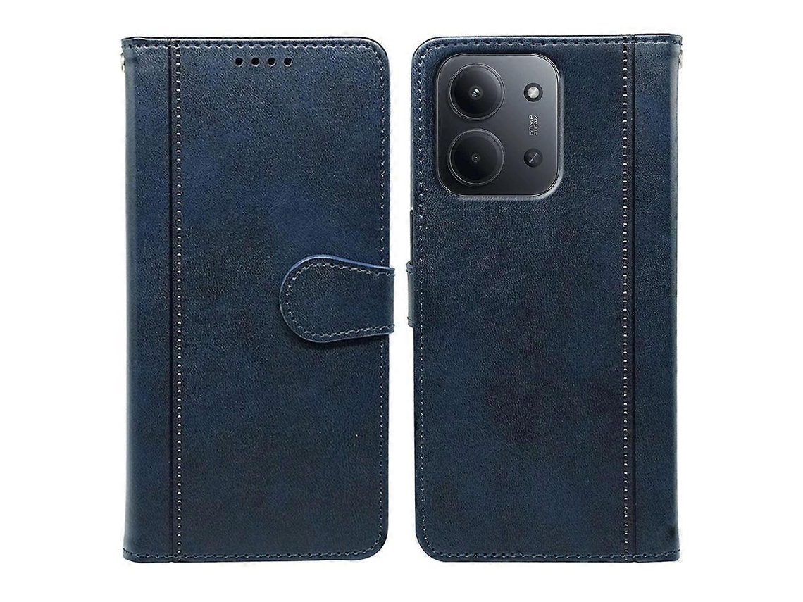 Capa Tkdaddy Para Xiaomi Redmi 15c 4g (eu) (173 Mm) Com Textura De Couro De Bezerro E Suporte Estilo Livro, Azul