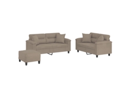 Sofa Set, Sofa Sets Vidaxl Cinzento-acastanhado Microfibra (n/a)