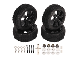 Mali 4 Pneus de Caminhão Curto com Ferramentas de Fixação para Carro Modelo Rc 1/10 Borracha Preto