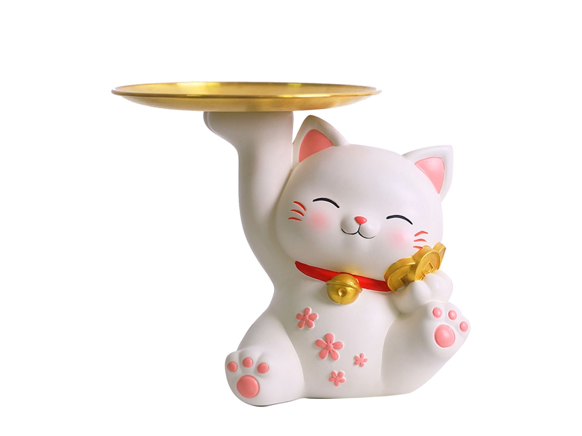Ornamentos De Porch Com Armazenamento Decoração Gato Moeda Ouro