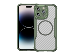 Capa Transparente Para Iphone 14 Pro Max - Textura De Fibra De Carbono - Magsafe