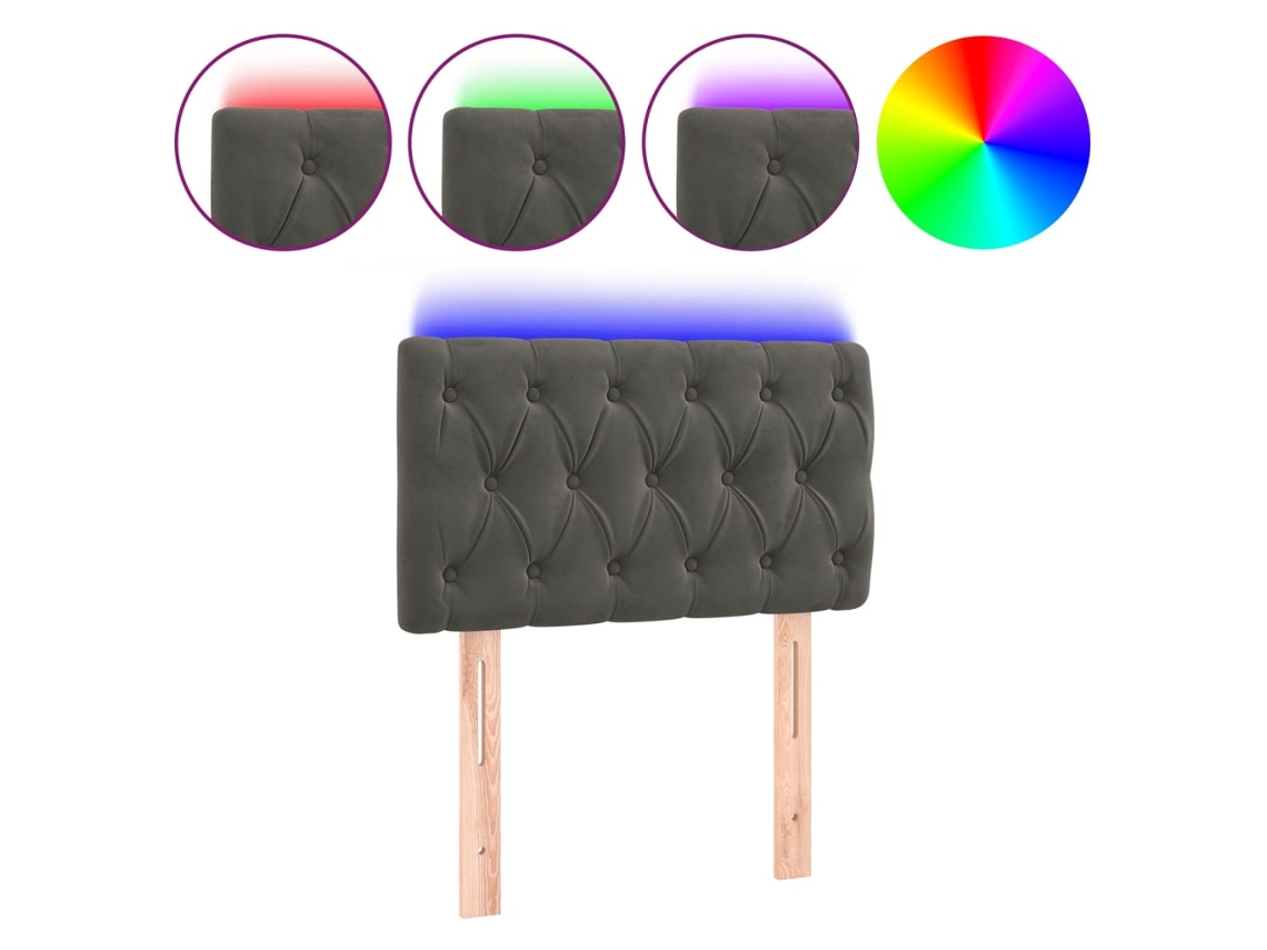 Cabeceira de Cama com Luzes Led Veludo Cinza Escuro MAISON EXCLUSIVE (80x7x78 cm)
