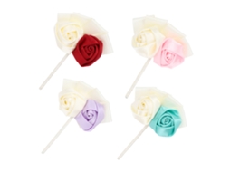 Conjunto de 4 Botões de Gola Rosa com Fita para Homens, Presente, Casamento
