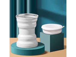 Copo Plegável de Silicone com Tampa 320ml Branco Jade