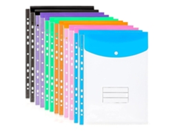 Pacote Com 12 Bolsos Plásticos Perfurados A4 11 Bolsos Expansíveis Para Documentos Aquaforge