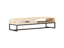 Vidaxl Mesa De Centro 117x50x30 Cm Madeira De Acácia Maciça Branco