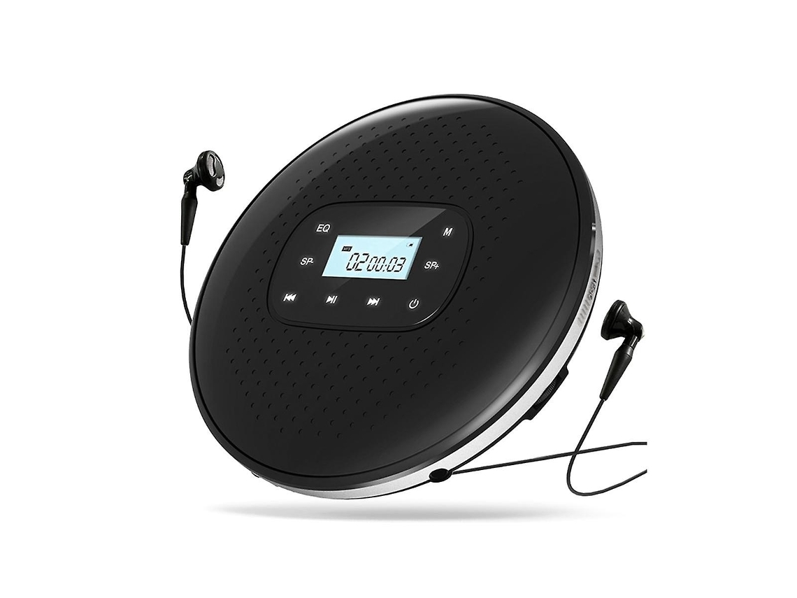 Walkman portátil com CD, recarregável, tela sensível ao toque inteligente, tocador de CD, display digital, alto-falante estéreo Slowmoose