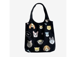 Sacola de Compras Reutilizável e Dobrável, Pacote com 1 Unidade, Estampa Fofa de Cachorro, em Nylon Compacto. GOKOCO