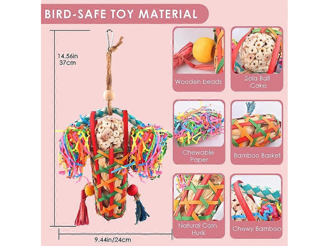 Brinquedo De Mastigação Para Aves Com Bambu E Bolas De Sola