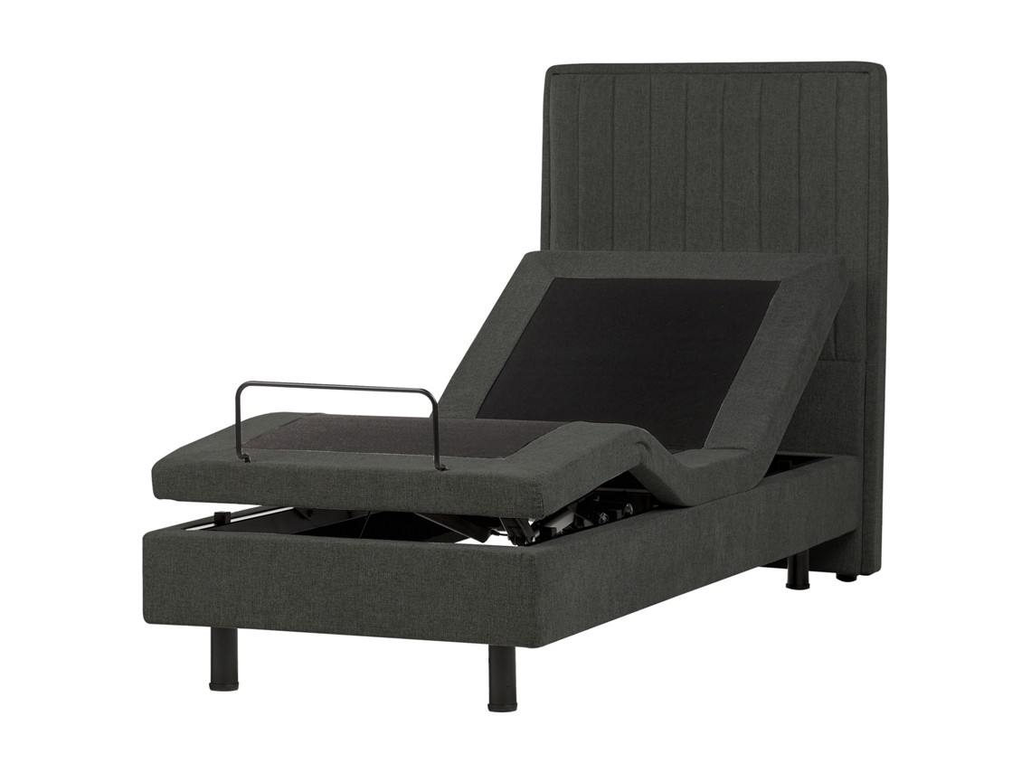 Cama Ajustável Estofada Com Gravidade Zero Beliani Castellan De Tecido Cinzento Escuro 80x200