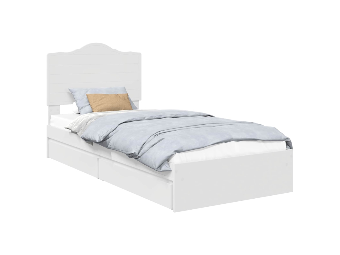 Cama com Armazenamento Branco 75x190 cm Madeira Processada MAISON EXCLUSIVE