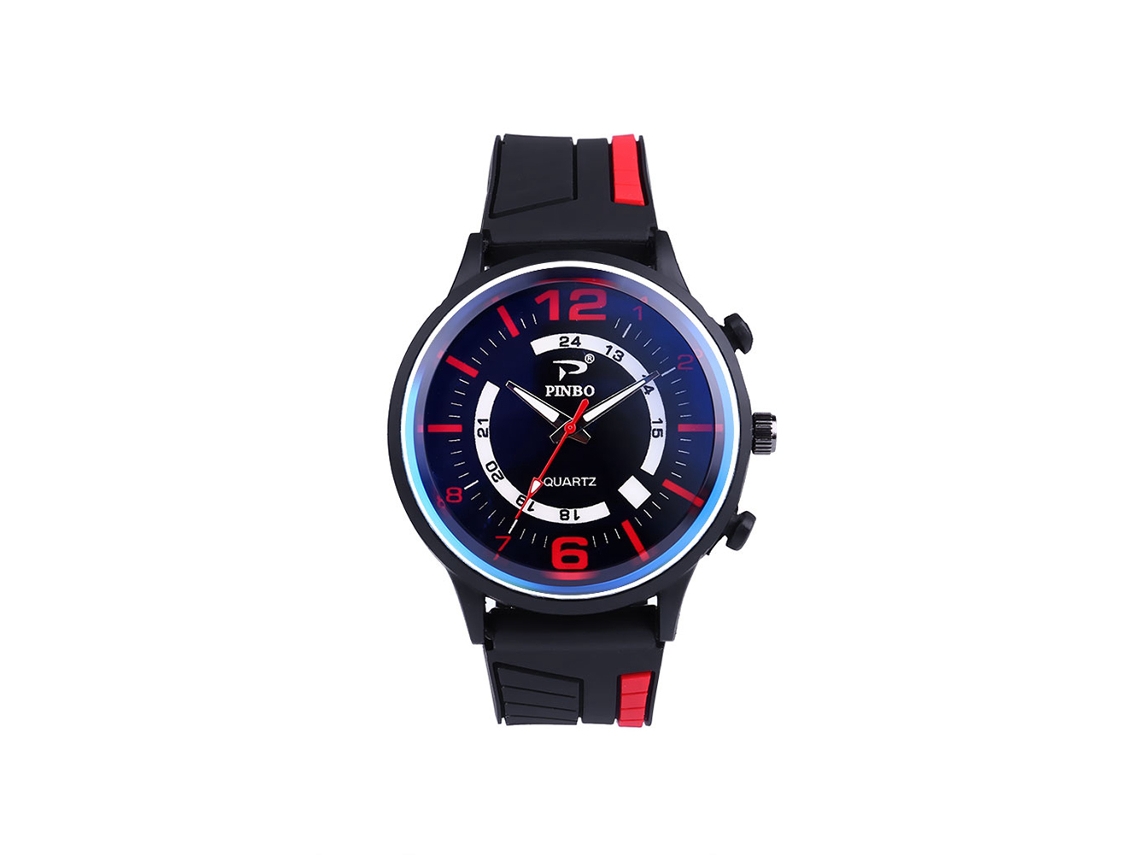 Relógio de Pulso Masculino Esportivo de Quartzo com Pulseira de Silicone (vermelho)