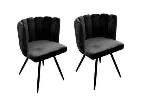 Conjunto de 2 Cadeiras de Veludo Ariel 79 Cm Pretas PARIS PRIX