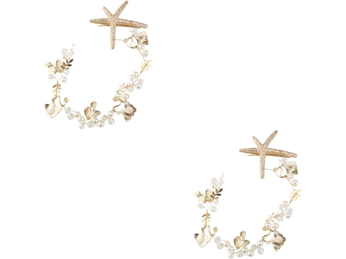 Coroa De Casamento De 2 Peças E Elegantes Grampos De Cabelo Para Festas E Cerimônias, Dourado.