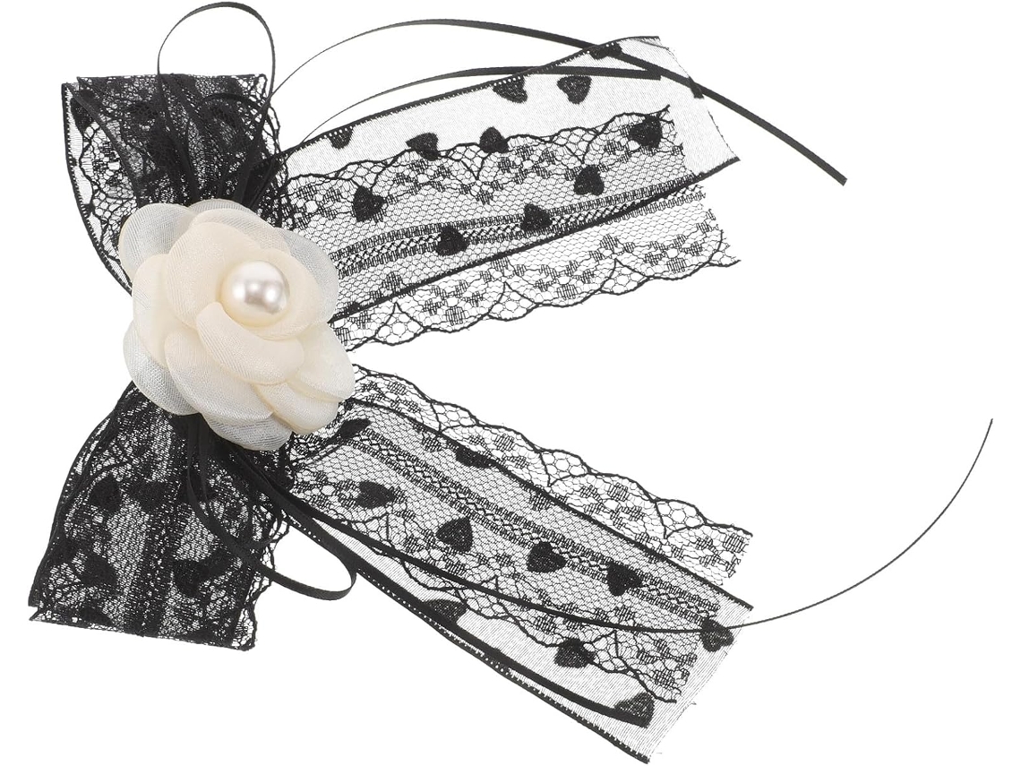 Broche Feminino Preto Com Laço Em Renda E Tule, Elegante Broche Pré-amarrado Para Vestidos, Jaquetas E Acessórios.
