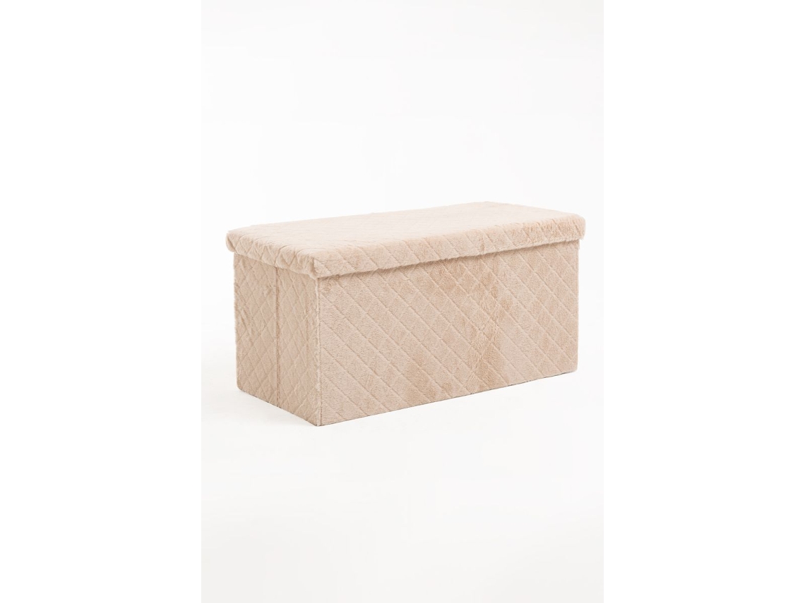 Pufe Arrumação Dico 76 Cm Veludo - Beige