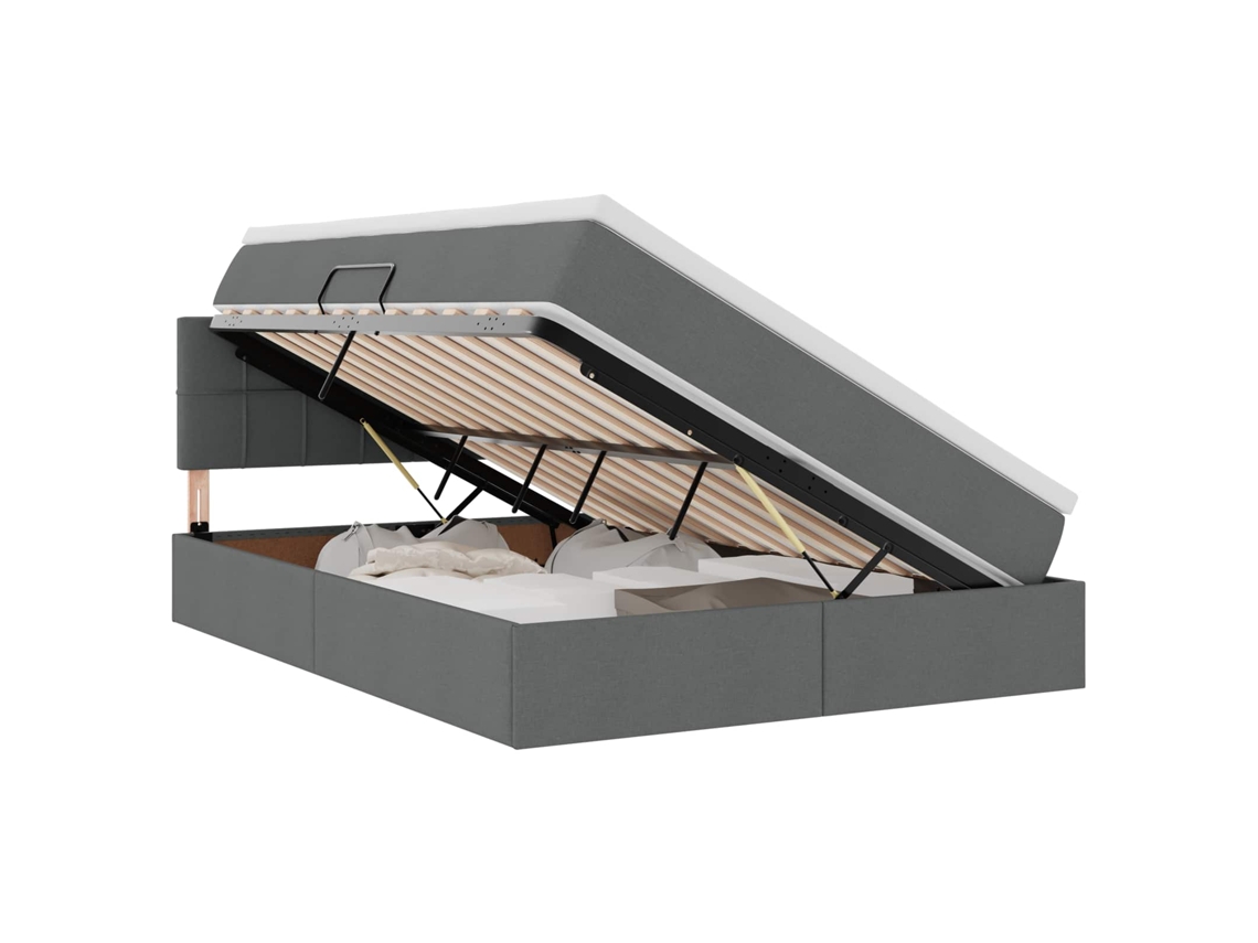 Cama com Arrumação e Led Cinza Escuro em Tecido MAISON EXCLUSIVE (140x200 cm)