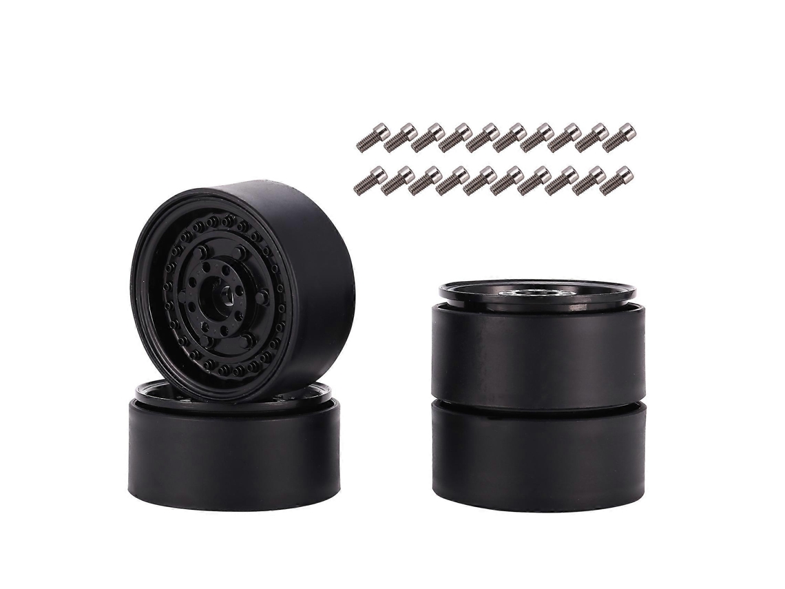 Jogo De 4 Rodas Beadlock Metálicas De 1.9 Polegadas Para Rc Crawler, Preto, Compatível Com Modelos 1/10